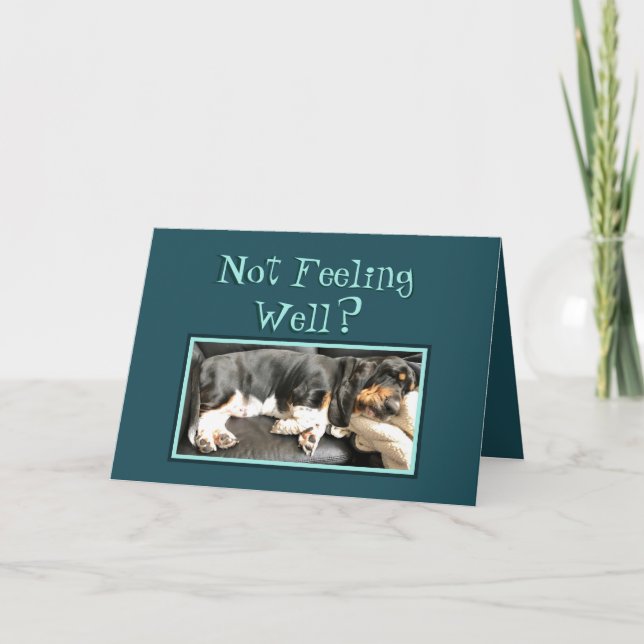 Basset Hound on Funny "Get Well" Card Karte (Vorderseite)