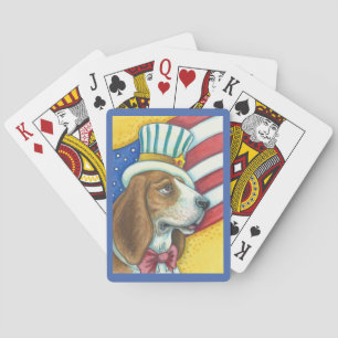 BASSET HOUND ONCLE SAM, CHIENS CARTES DE JEU EN VÉ