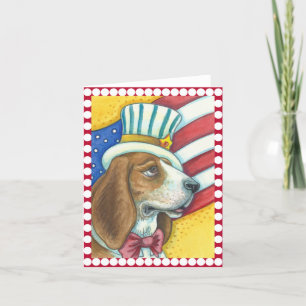 BASSET HOUND ONKEL SAM, HUND NOTIZKARTE Leer Karte