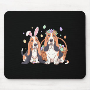Basset Hound Ostereier Korb Blumenkrone Welpe Mousepad