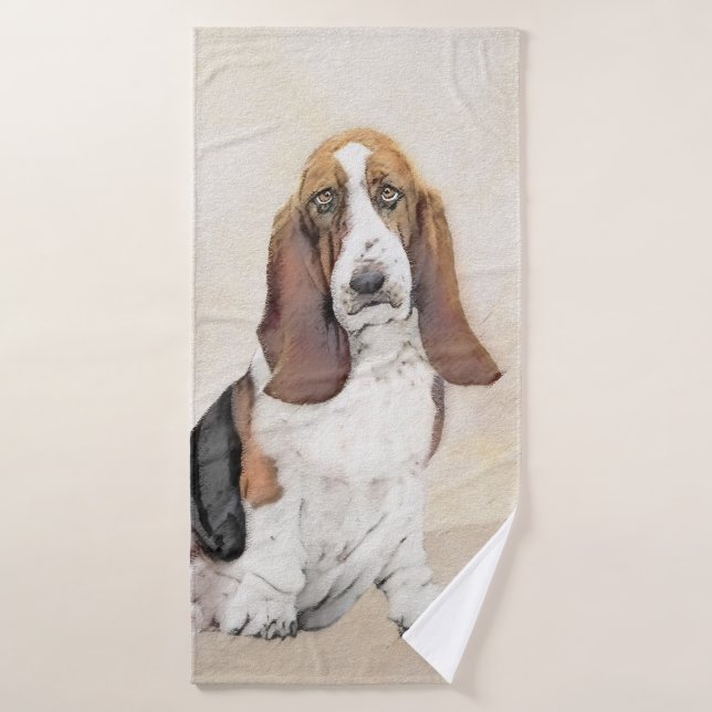 Basset Hound Painting - Cute Original Dog Art (Serviette de bain)