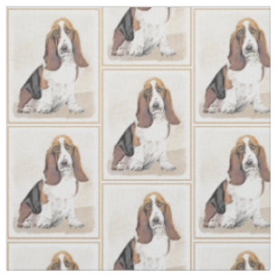 Basset Hound Painting - Niedliche Original Hunde K Stoff