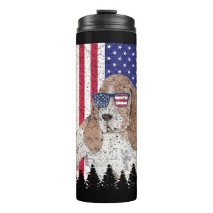 Basset Hound Patriotic Dog USA Pride American Flag Thermosbecher