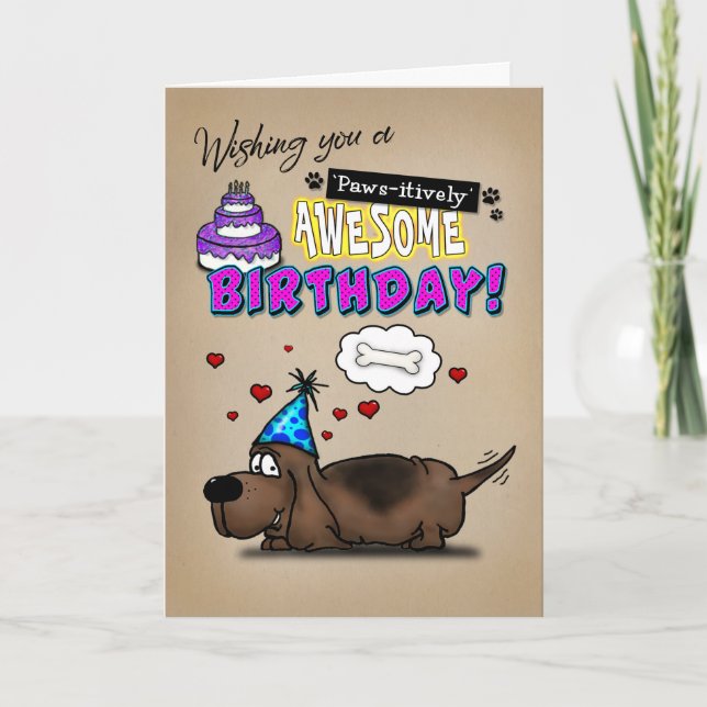 Basset Hound Paws Phantastisch Geburtstag Karte (Vorderseite)