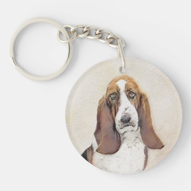 Basset Hound Peinture - Cute Original Chien Art (Devant)