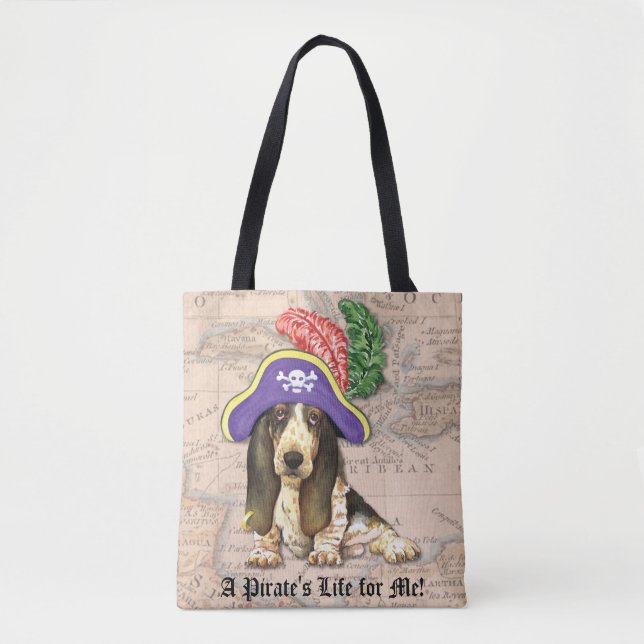 Basset Hound-Pirat Tasche (Vorderseite)