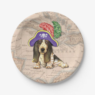 Basset Hound Pirate Pappteller