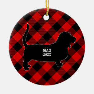 Basset Hound Plaid Ornement de Noël