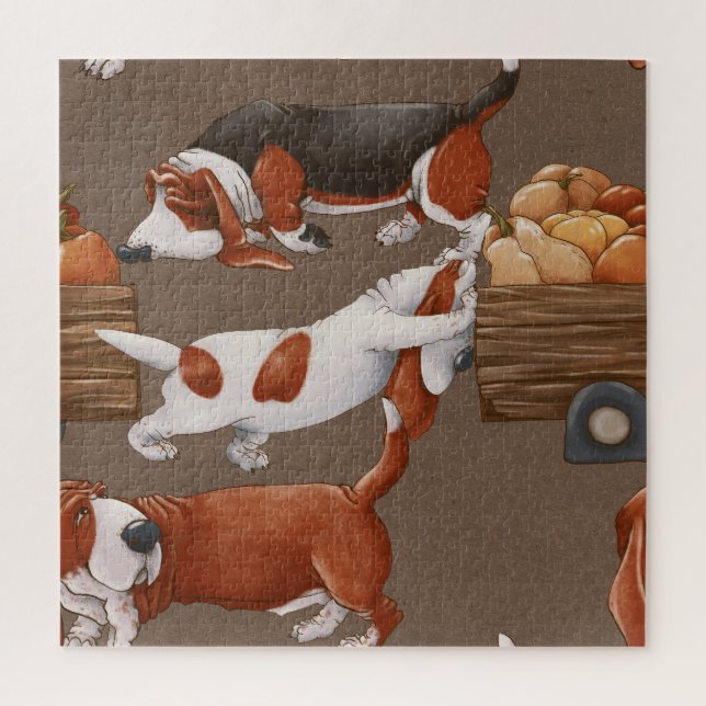 Basset Hound Pumpkin Harvest Pattern (Vertikal)
