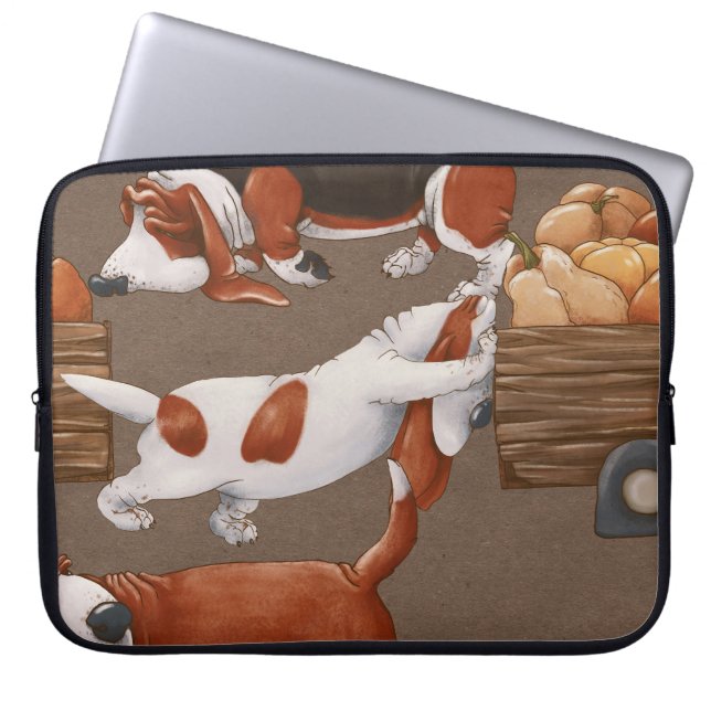 Basset Hound Pumpkin Harvest Pattern Laptopschutzhülle (Vorderseite)