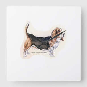 Basset Hound Quadratische Wanduhr