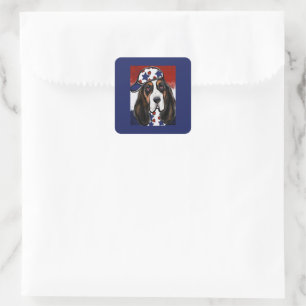 Basset Hound Quadratischer Aufkleber