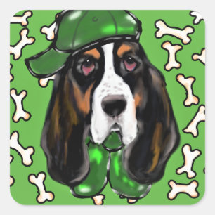 Basset Hound Quadratischer Aufkleber