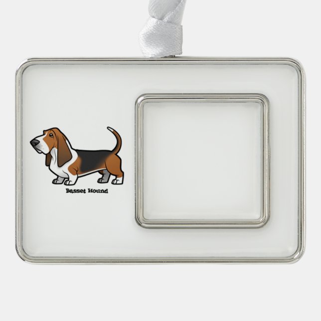 Basset Hound Rahmen-Ornament Silber (Vorderseite)