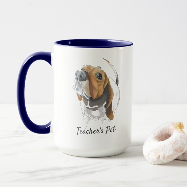 Basset Hound Realistisches Original Zeichnend indi Tasse (Mit Donut)