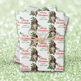 Basset Hound Red Berry Holly Weihnachten Geschenkpapier Set