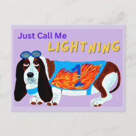 Basset Hound Renn Hund NENNE MICH EINFACH BLITZ! Postkarte