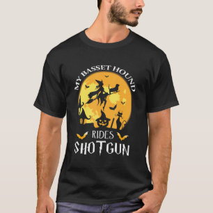 Basset Hound Rides Shotgun Dog T-Shirt