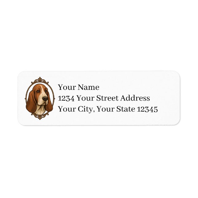 Basset Hound Rücksendeetiketten (Vorne)