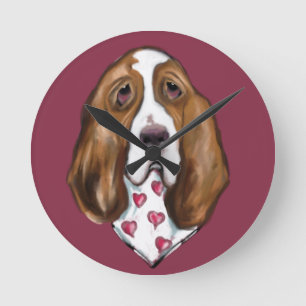 Basset Hound Runde Wanduhr