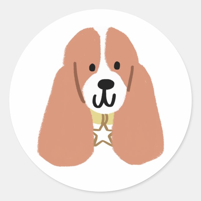 Basset Hound Runder Aufkleber (Vorderseite)