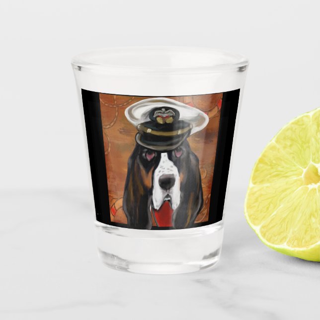 BASSET HOUND SCHNAPSGLAS (Vorderseite)