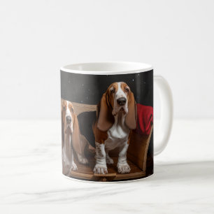 Basset Hound Schneeschlitten Weihnachtsdekoration  Kaffeetasse