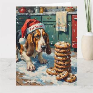 Basset Hound schnüffelt an Weihnachtsplätzchen-Pfa Karte