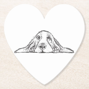 Basset Hound schwarz weiß einfache Welpenaugen  Untersetzer