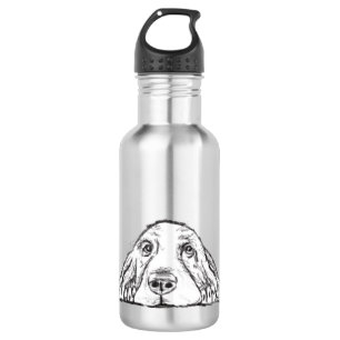Basset Hound schwarz weiß einfaches Hundewelpen Au Edelstahlflasche