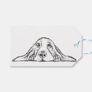 Basset Hound schwarz weiß einfaches Hundewelpen Au Geschenkanhänger