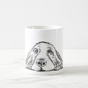 Basset Hound schwarz weiß einfaches Hundewelpen Au Kaffeetasse