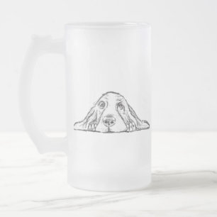 Basset Hound schwarz weiß einfaches Hundewelpen Au Mattglas Bierglas