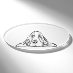 Basset Hound schwarz weiß einfaches Hundewelpen Au Namenschild