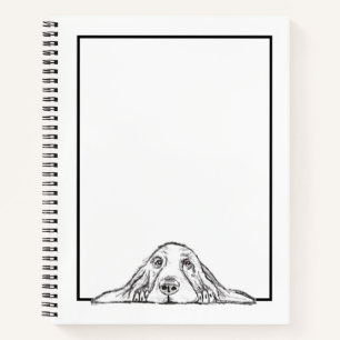 Basset Hound schwarz weiß einfaches Hundewelpen Au Notizbuch