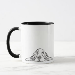 Basset Hound schwarz weiß einfaches Hundewelpen Au Tasse
