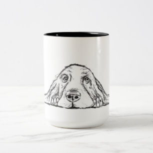 Basset Hound schwarz weiß einfaches Hundewelpen Au Zweifarbige Tasse