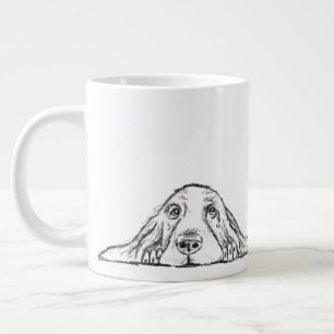 Basset Hound schwarz weiß einfaches Hundewelpenaug Jumbo-Tasse