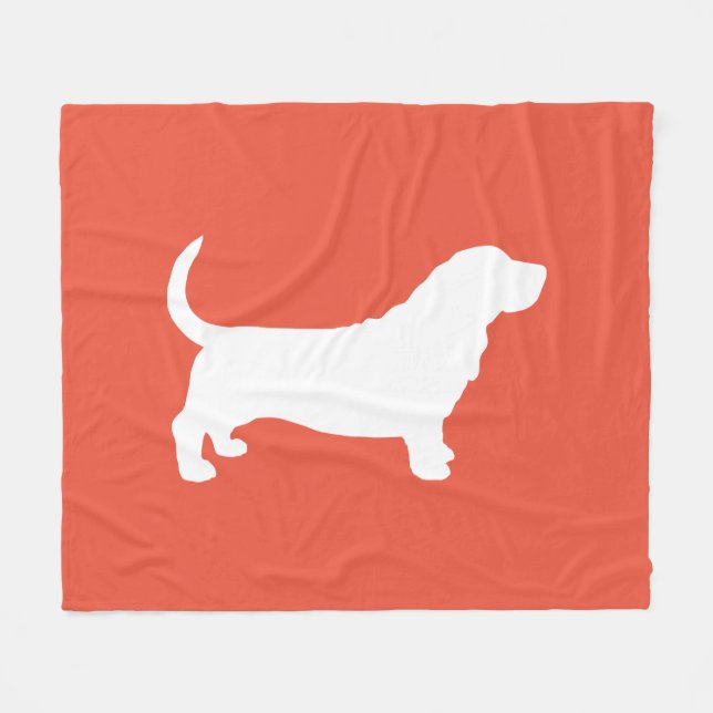 Basset Hound Silhouette Gemütlicher Hund Lover Fleecedecke (Vorderseite (Horizontal))