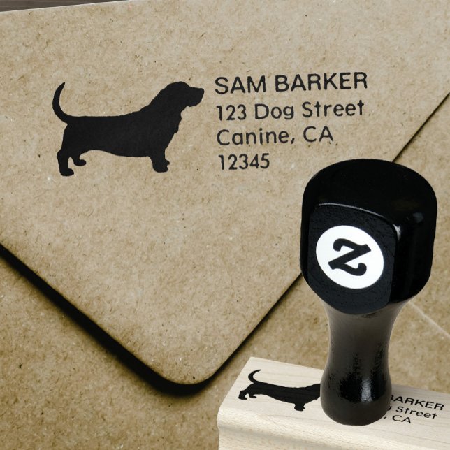 Basset Hound Silhouette Hund Lover Rücksendeadress Gummistempel (Von Creator hochgeladen)