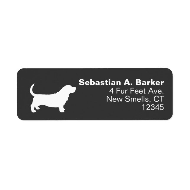 Basset Hound Silhouette Rücksendeadressen-Aufklebe (Vorne)