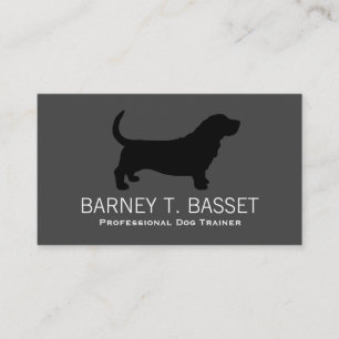 Basset Hound Silhouette Schwarz auf Grau Visitenkarte