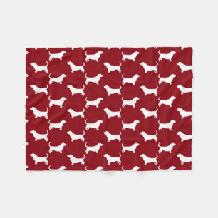 Basset Hound Silhouetten Muster Rot und Weiß Fleecedecke
