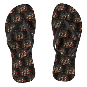 Basset Hound Snowy Sleigh Weihnachtsdekor Flip Flops