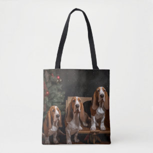 Basset Hound Snowy Sleigh Weihnachtsdekor Tasche