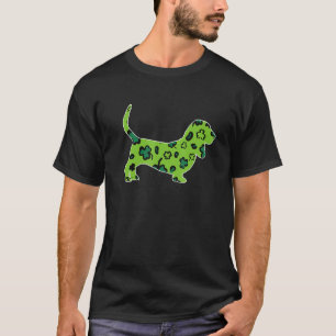 Basset Hound St Patricks Day Green Leopard Shamroc T-Shirt