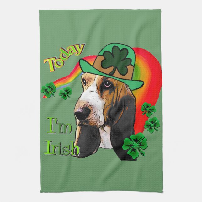Basset Hound St Patricks Day Handtuch (Vertikal)