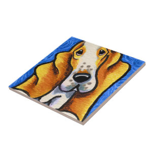 Basset Hound Starry Night Fliese