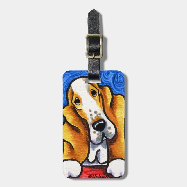 Basset Hound Starry Night Gepäckanhänger (Vorderseite vertikal)