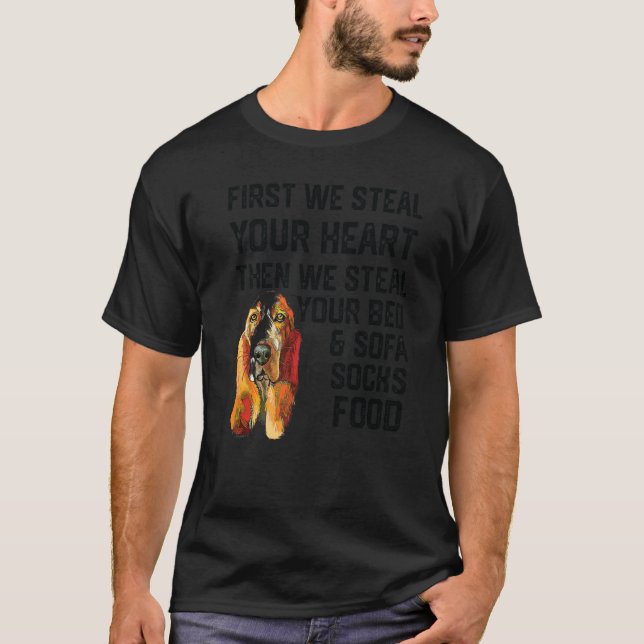 Basset Hound stehlen Ihr Herz stehlen Bett und S T-Shirt (Vorderseite)